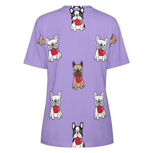 My Biggest Love French Bulldog All Over Print Women's Cotton T-Shirt - 4 Colors-Apparel-Apparel, French Bulldog, Shirt, T Shirt-10