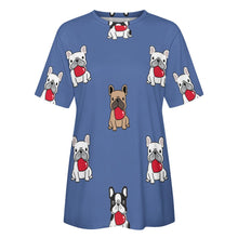 Load image into Gallery viewer, My Biggest Love French Bulldog All Over Print Women&#39;s Cotton T-Shirt - 4 Colors-Apparel-Apparel, French Bulldog, Shirt, T Shirt-11
