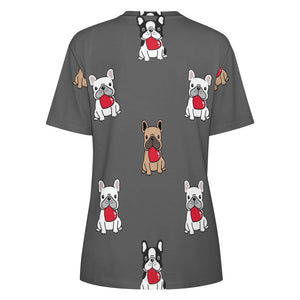 My Biggest Love French Bulldog All Over Print Women's Cotton T-Shirt - 4 Colors-Apparel-Apparel, French Bulldog, Shirt, T Shirt-13