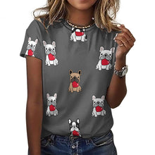 Load image into Gallery viewer, My Biggest Love French Bulldog All Over Print Women&#39;s Cotton T-Shirt - 4 Colors-Apparel-Apparel, French Bulldog, Shirt, T Shirt-14