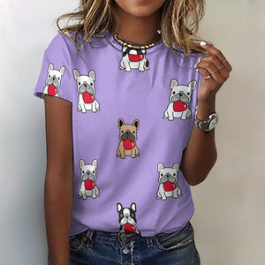 My Biggest Love French Bulldog All Over Print Women's Cotton T-Shirt - 4 Colors-Apparel-Apparel, French Bulldog, Shirt, T Shirt-16