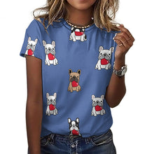Load image into Gallery viewer, My Biggest Love French Bulldog All Over Print Women&#39;s Cotton T-Shirt - 4 Colors-Apparel-Apparel, French Bulldog, Shirt, T Shirt-17