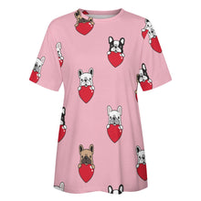 Load image into Gallery viewer, My Biggest Love French Bulldog All Over Print Women&#39;s Cotton T-Shirt - 4 Colors-Apparel-Apparel, French Bulldog, Shirt, T Shirt-2