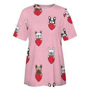 My Biggest Love French Bulldog All Over Print Women's Cotton T-Shirt - 4 Colors-Apparel-Apparel, French Bulldog, Shirt, T Shirt-2