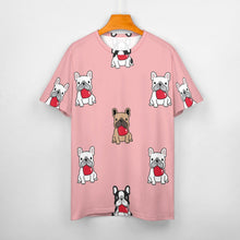Load image into Gallery viewer, My Biggest Love French Bulldog All Over Print Women&#39;s Cotton T-Shirt - 4 Colors-Apparel-Apparel, French Bulldog, Shirt, T Shirt-5
