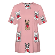 Load image into Gallery viewer, My Biggest Love French Bulldog All Over Print Women&#39;s Cotton T-Shirt - 4 Colors-Apparel-Apparel, French Bulldog, Shirt, T Shirt-6