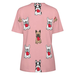 My Biggest Love French Bulldog All Over Print Women's Cotton T-Shirt - 4 Colors-Apparel-Apparel, French Bulldog, Shirt, T Shirt-7