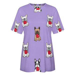 My Biggest Love French Bulldog All Over Print Women's Cotton T-Shirt - 4 Colors-Apparel-Apparel, French Bulldog, Shirt, T Shirt-8