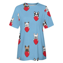 Load image into Gallery viewer, My Biggest Love French Bulldog All Over Print Women&#39;s Cotton T-Shirt - 4 Colors-Apparel-Apparel, French Bulldog, Shirt, T Shirt-9