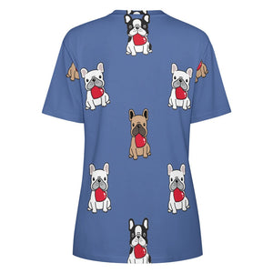 My Biggest Love French Bulldog All Over Print Women's Cotton T-Shirt - 4 Colors-Apparel-Apparel, French Bulldog, Shirt, T Shirt-9