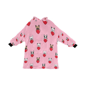 My Biggest Love French Bulldog Blanket Hoodie for Women-Apparel-Apparel, Blankets-LightPink-ONE SIZE-1