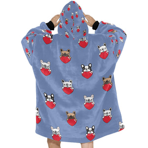 My Biggest Love French Bulldog Blanket Hoodie for Women-Apparel-Apparel, Blankets-8