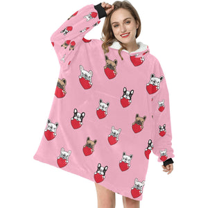 My Biggest Love French Bulldog Blanket Hoodie for Women-Apparel-Apparel, Blankets-4