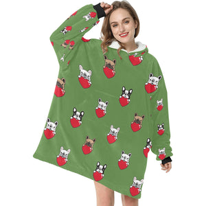 My Biggest Love French Bulldog Blanket Hoodie for Women-Apparel-Apparel, Blankets-10