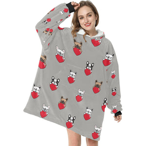 My Biggest Love French Bulldog Blanket Hoodie for Women-Apparel-Apparel, Blankets-11