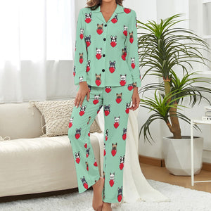 My Biggest Love French Bulldog Pajamas Set for Women - 5 Colors-Pajamas-Apparel, French Bulldog, Pajamas-Aqua Green-S-4