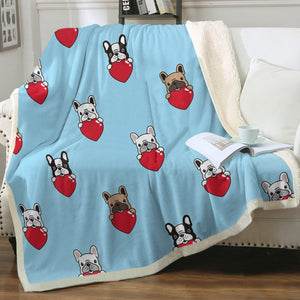 My Biggest Love French Bulldog Soft Warm Fleece Blanket - 4 Colors-Blanket-Blankets, French Bulldog, Home Decor-15