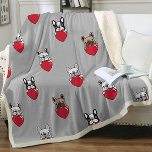 My Biggest Love French Bulldog Soft Warm Fleece Blanket - 4 Colors-Blanket-Blankets, French Bulldog, Home Decor-16