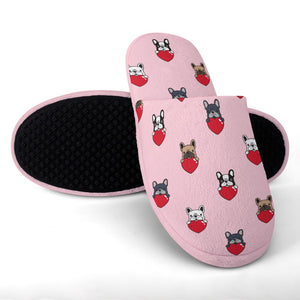 My Biggest Love French Bulldogs Women's Cotton Mop Slippers-Footwear-Accessories, French Bulldog, Slippers-11