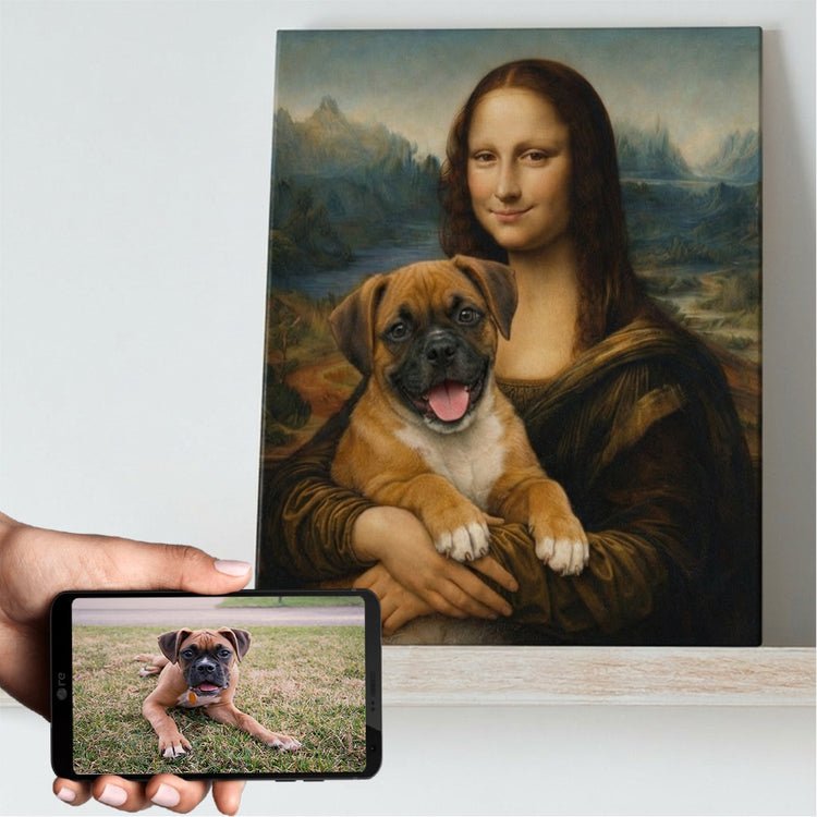 My Boxer With Mona Lisa Personalized Renaissance Dog Portrait 750x