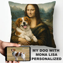 Load image into Gallery viewer, My Brittany Spaniel with Mona Lisa - Personalized Pillowcase-Home Decor-Dog Dad Gifts,Dog Memorial Gifts,Dog Mom Gifts,Home Decor,Personalize Artwork,Pillows-1