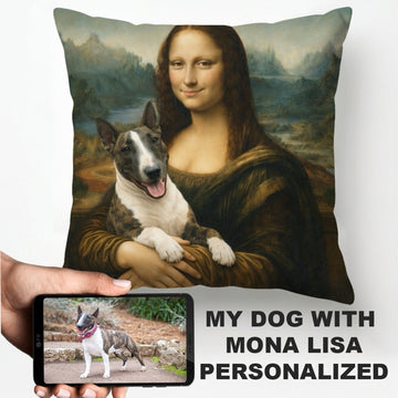 My Bull Terrier With Mona Lisa Personalized Pillowcase 360x