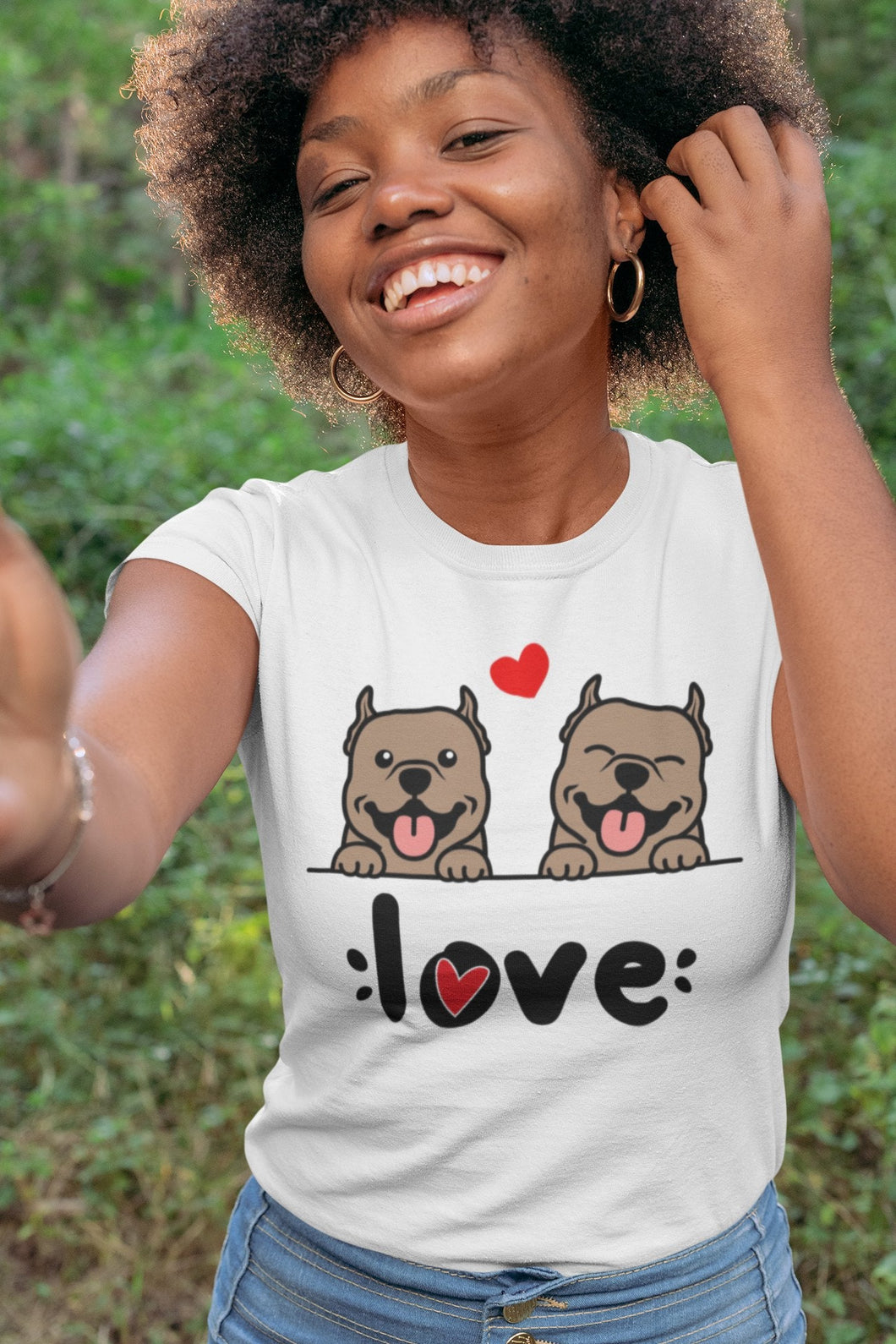 My Champagne American Bully My Biggest Love Women's Cotton T-shirt-Apparel-Apparel, Shirt, T Shirt-1