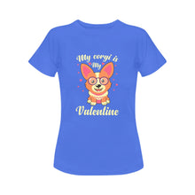 Load image into Gallery viewer, My Corgi is My Valentine Women&#39;s Cotton T-Shirt-Apparel-Apparel, Corgi, Shirt, T Shirt-6