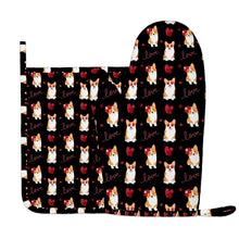 Load image into Gallery viewer, My Corgi My Love Oven Gloves-Kitchen Decor-Midnight Black-One Size-9