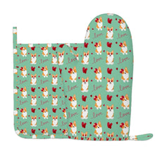 Load image into Gallery viewer, My Corgi My Love Oven Gloves-Kitchen Decor-Mint Green-One Size-1