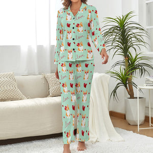 My Corgi My Love Pajamas Set for Women-Pajamas-Apparel, Corgi, Pajamas-11