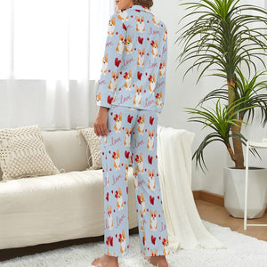 My Corgi My Love Pajamas Set for Women-Pajamas-Apparel, Corgi, Pajamas-S-LightSteelBlue-1