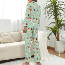 Load image into Gallery viewer, My Corgi My Love Pajamas Set for Women-Pajamas-Apparel, Corgi, Pajamas-S-PaleTurquoise-10