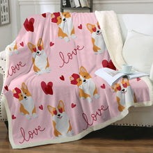Load image into Gallery viewer, My Corgi My Love Soft Warm Fleece Blanket-Blanket-Blankets, Corgi, Home Decor-Soft Pink-Small-3