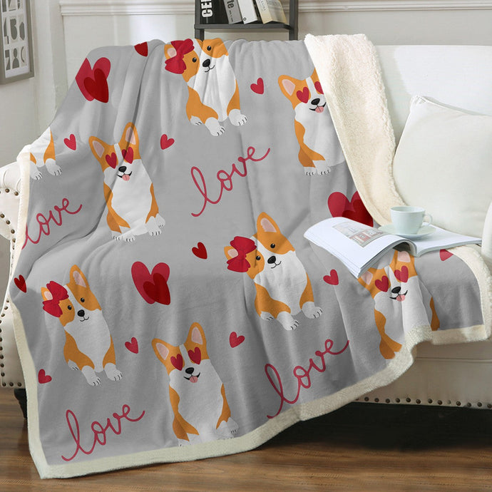 My Corgi My Love Soft Warm Fleece Blanket-Blanket-Blankets, Corgi, Home Decor-Warm Gray-Small-1