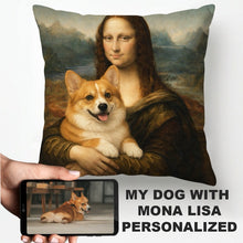 Load image into Gallery viewer, My Corgi with Mona Lisa - Personalized Pillowcase-Home Decor-Dog Dad Gifts,Dog Memorial Gifts,Dog Mom Gifts,Home Decor,Personalize Artwork,Pillows-1