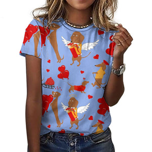 My Dachshund is My Biggest Love All Over Print Women's Cotton T-Shirt - 4 Colors-Apparel-Apparel, Dachshund, Shirt, T Shirt-14