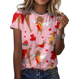 My Dachshund is My Biggest Love All Over Print Women's Cotton T-Shirt - 4 Colors-Apparel-Apparel, Dachshund, Shirt, T Shirt-3