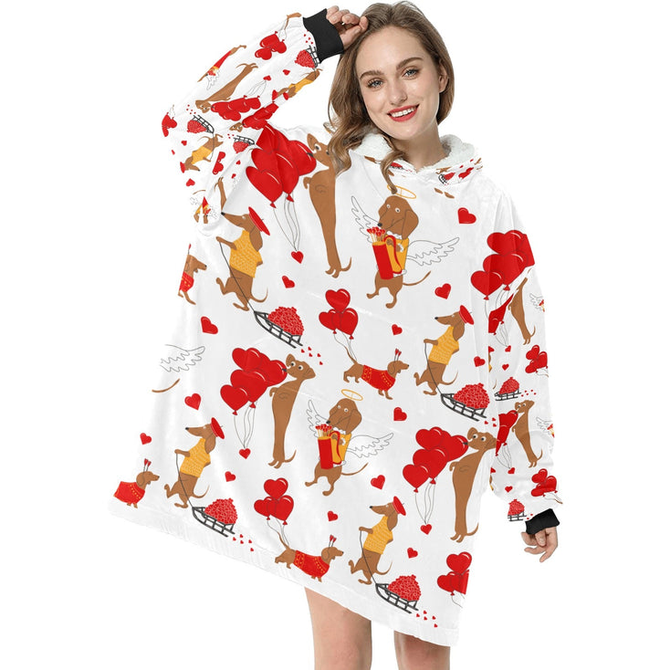 My Dachshund is My Biggest Love Blanket Hoodie for Women-Apparel-Apparel, Blankets-3