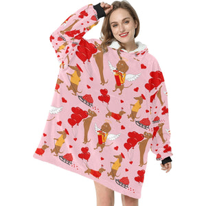 My Dachshund is My Biggest Love Blanket Hoodie for Women-Apparel-Apparel, Blankets-7