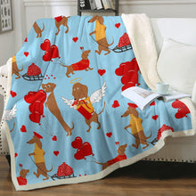 Load image into Gallery viewer, My Dachshund is My Biggest Love Soft Warm Fleece Blanket - 4 Colors-Blanket-Blankets, Dachshund, Home Decor-Sky Blue-Small-3