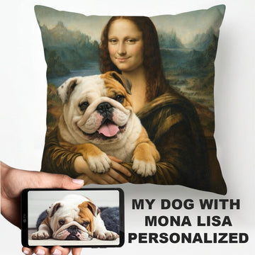 My English Bulldog With Mona Lisa Personalized Pillowcase 360x