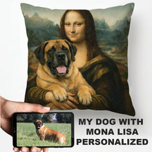 Load image into Gallery viewer, My English Mastiff with Mona Lisa - Personalized Pillowcase-Home Decor-Dog Dad Gifts,Dog Memorial Gifts,Dog Mom Gifts,Home Decor,Personalize Artwork,Pillows-1