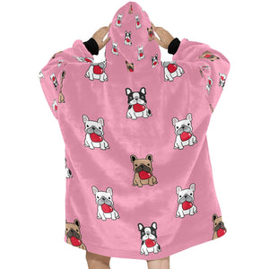 My Frenchie My Heart Blanket Hoodie for Women-Apparel-Apparel, Blankets-4