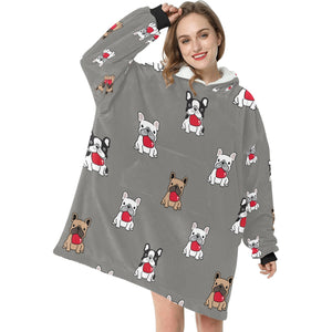 My Frenchie My Heart Blanket Hoodie for Women-Apparel-Apparel, Blankets-14