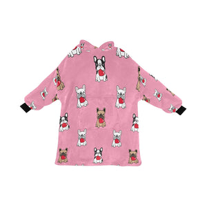 My Frenchie My Heart Blanket Hoodie for Women-Apparel-Apparel, Blankets-LightPink-ONE SIZE-1