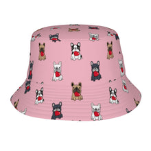Load image into Gallery viewer, My Frenchie My Heart Bucket Hat-Hats &amp; Caps-Light Pink-One Size-3