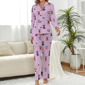 My Frenchie My Heart Pajamas Sets for Women - 4 Colors-Pajamas-Apparel, French Bulldog, Pajamas-Thistle Purple-S-3
