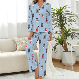 My Frenchie My Heart Pajamas Sets for Women - 4 Colors-Pajamas-Apparel, French Bulldog, Pajamas-Light Blue-S-4