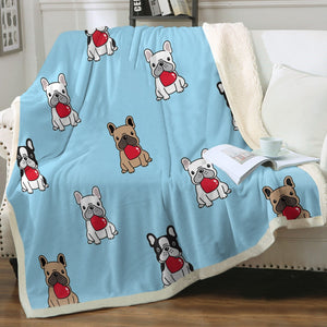 My Frenchie My Heart Soft Warm Fleece Blanket - 4 Colors-Blanket-Blankets, French Bulldog, Home Decor-Sky Blue-Small-3